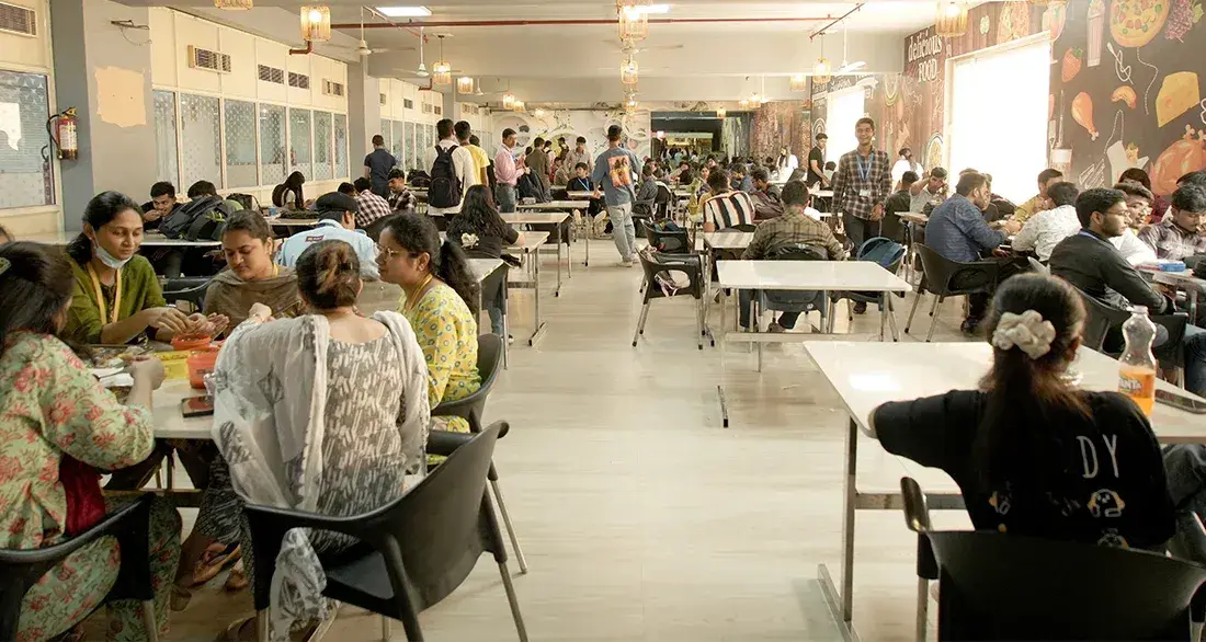 Cafeteria offering a variety of healthy food options.