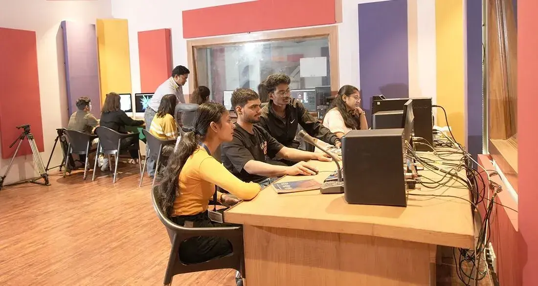 World class production control room with modern devices and technologies